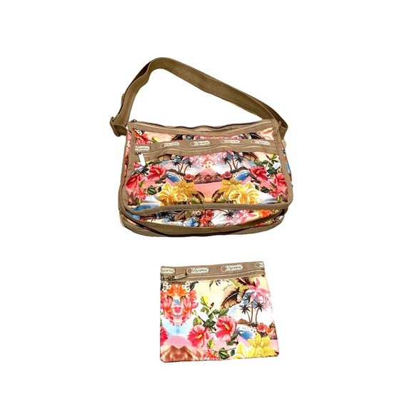 Lesportsac Handbags - New Lesportsac Deluxe Everyday Bag Hawaii Aloha Floral Crossbody Bonus Pouch